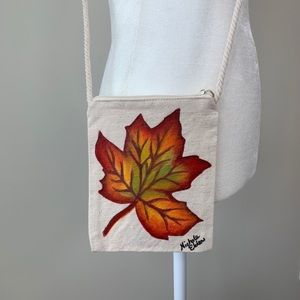 Fall Leaf Purse Canvas Crossbody Hand Painted